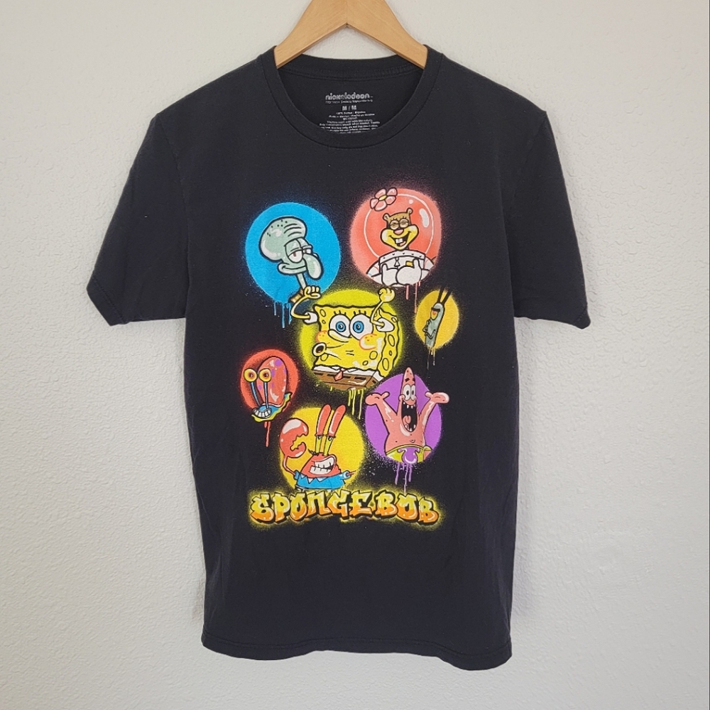 nickelodeon | SpongeBob SquarePants Cartoon Graphic Tee T-shirt Graffiti Bright